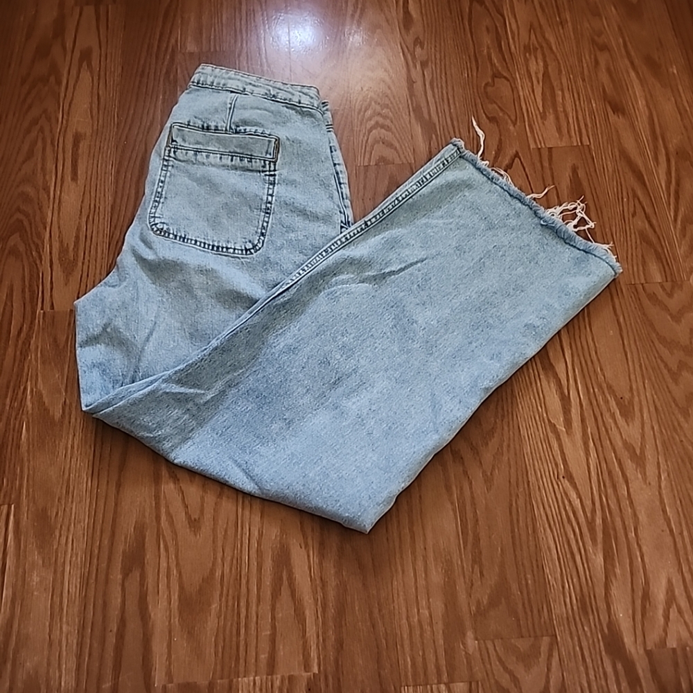 Women On 34th Wide leg Raw Hem Light‎ Blue Jeans Festival Y2k
